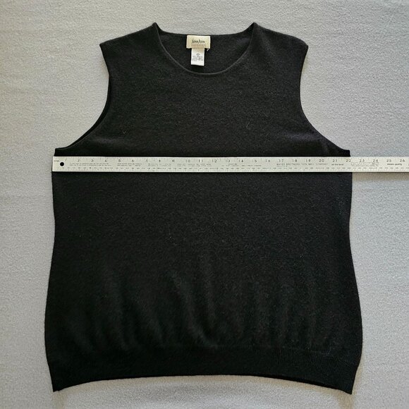 Neiman Marcus Cashmere Sleeveless Sweater Vest 2X Black Preppy Quiet Luxury Soft - Picture 6 of 7
